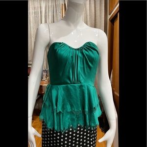 REBECCA TAYLOR Strapless Top Size 4 . Color green.